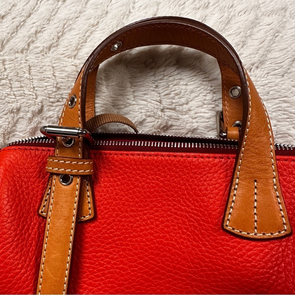 Dooney & Bourke Orange & Tan Detachable Strap Satchel, NWOT + Dust Bag - Picture 4 of 12